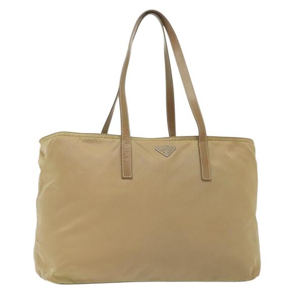 PRADA Tote Bag Nylon Beige Silver - Picture 1 of 12
